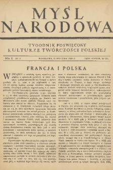 Myśl Narodowa : tygodnik poświęcony kulturze twórczości polskiej. R. 10, 1930, nr 2