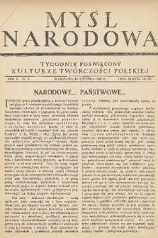 Myśl Narodowa : tygodnik poświęcony kulturze twórczości polskiej. R. 10, 1930, nr 3