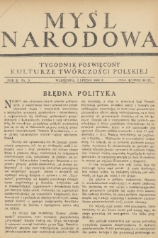 Myśl Narodowa : tygodnik poświęcony kulturze twórczości polskiej. R. 10, 1930, nr 5