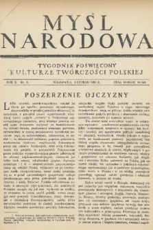 Myśl Narodowa : tygodnik poświęcony kulturze twórczości polskiej. R. 10, 1930, nr 6