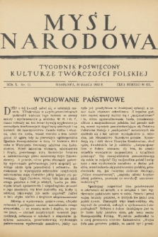 Myśl Narodowa : tygodnik poświęcony kulturze twórczości polskiej. R. 10, 1930, nr 11