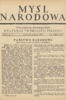 Myśl Narodowa : tygodnik poświęcony kulturze twórczości polskiej. R. 10, 1930, nr 12