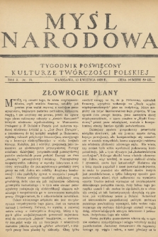 Myśl Narodowa : tygodnik poświęcony kulturze twórczości polskiej. R. 10, 1930, nr 15