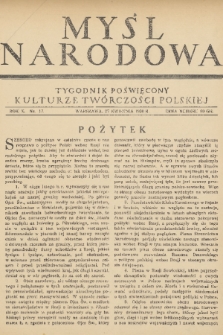 Myśl Narodowa : tygodnik poświęcony kulturze twórczości polskiej. R. 10, 1930, nr 17