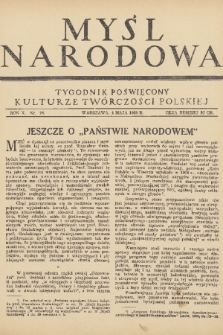 Myśl Narodowa : tygodnik poświęcony kulturze twórczości polskiej. R. 10, 1930, nr 18