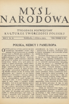 Myśl Narodowa : tygodnik poświęcony kulturze twórczości polskiej. R. 10, 1930, nr 22