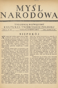 Myśl Narodowa : tygodnik poświęcony kulturze twórczości polskiej. R. 10, 1930, nr 26