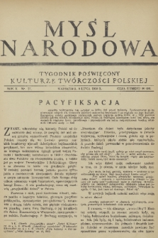 Myśl Narodowa : tygodnik poświęcony kulturze twórczości polskiej. R. 10, 1930, nr 27