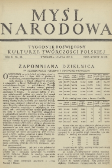 Myśl Narodowa : tygodnik poświęcony kulturze twórczości polskiej. R. 10, 1930, nr 28