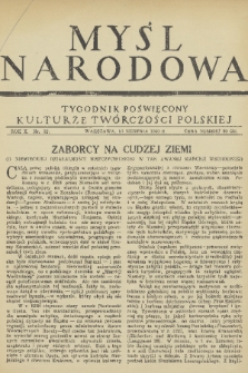 Myśl Narodowa : tygodnik poświęcony kulturze twórczości polskiej. R. 10, 1930, nr 32