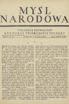 Myśl Narodowa : tygodnik poświęcony kulturze twórczości polskiej. R. 10, 1930, nr 33