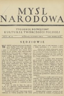 Myśl Narodowa : tygodnik poświęcony kulturze twórczości polskiej. R. 10, 1930, nr 34