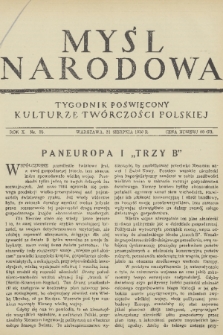 Myśl Narodowa : tygodnik poświęcony kulturze twórczości polskiej. R. 10, 1930, nr 35