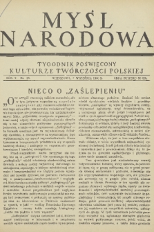 Myśl Narodowa : tygodnik poświęcony kulturze twórczości polskiej. R. 10, 1930, nr 36