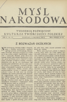 Myśl Narodowa : tygodnik poświęcony kulturze twórczości polskiej. R. 10, 1930, nr 37