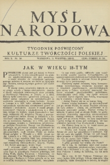 Myśl Narodowa : tygodnik poświęcony kulturze twórczości polskiej. R. 10, 1930, nr 38