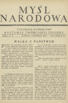 Myśl Narodowa : tygodnik poświęcony kulturze twórczości polskiej. R. 10, 1930, nr 40