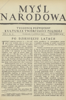 Myśl Narodowa : tygodnik poświęcony kulturze twórczości polskiej. R. 10, 1930, nr 44