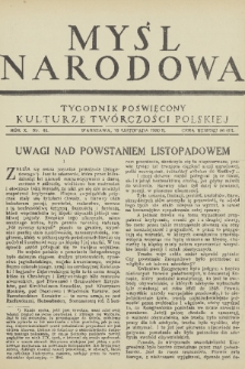 Myśl Narodowa : tygodnik poświęcony kulturze twórczości polskiej. R. 10, 1930, nr 46