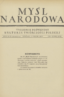 Myśl Narodowa : tygodnik poświęcony kulturze twórczości polskiej. R. 10, 1930, nr 52