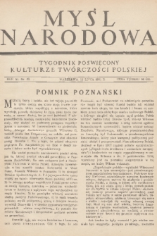 Myśl Narodowa : tygodnik poświęcony kulturze twórczości polskiej. R. 11, 1931, nr 33