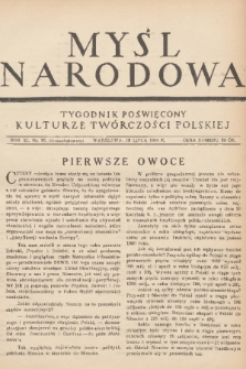 Myśl Narodowa : tygodnik poświęcony kulturze twórczości polskiej. R. 11, 1931, nr 35