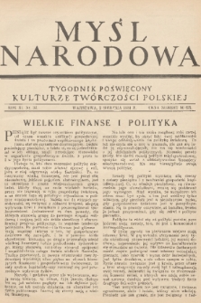 Myśl Narodowa : tygodnik poświęcony kulturze twórczości polskiej. R. 11, 1931, nr 37