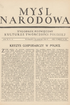 Myśl Narodowa : tygodnik poświęcony kulturze twórczości polskiej. R. 11, 1931, nr 41