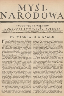Myśl Narodowa : tygodnik poświęcony kulturze twórczości polskiej. R. 11, 1931, nr 52