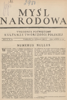 Myśl Narodowa : tygodnik poświęcony kulturze twórczości polskiej. R. 11, 1931, nr 54