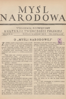 Myśl Narodowa : tygodnik poświęcony kulturze twórczości polskiej. R. 11, 1931, nr 56
