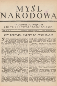 Myśl Narodowa : tygodnik poświęcony kulturze twórczości polskiej. R. 11, 1931, nr 57