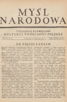 Myśl Narodowa : tygodnik poświęcony kulturze twórczości polskiej. R. 11, 1931, nr 58