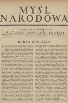 Myśl Narodowa : tygodnik poświęcony kulturze twórczości polskiej. R. 12, 1932, nr 8