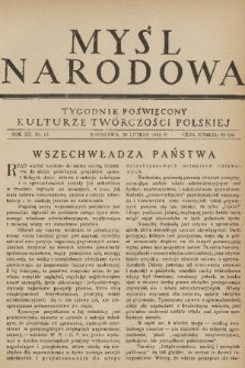 Myśl Narodowa : tygodnik poświęcony kulturze twórczości polskiej. R. 12, 1932, nr 10