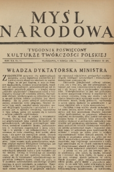 Myśl Narodowa : tygodnik poświęcony kulturze twórczości polskiej. R. 12, 1932, nr 11