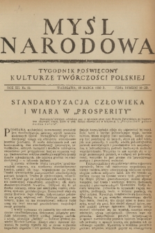 Myśl Narodowa : tygodnik poświęcony kulturze twórczości polskiej. R. 12, 1932, nr 12