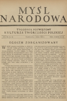 Myśl Narodowa : tygodnik poświęcony kulturze twórczości polskiej. R. 12, 1932, nr 20