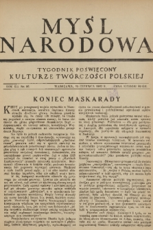 Myśl Narodowa : tygodnik poświęcony kulturze twórczości polskiej. R. 12, 1932, nr 26