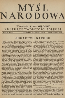 Myśl Narodowa : tygodnik poświęcony kulturze twórczości polskiej. R. 12, 1932, nr 27