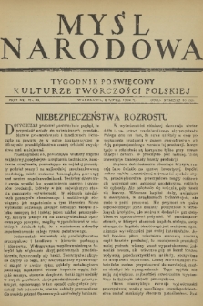 Myśl Narodowa : tygodnik poświęcony kulturze twórczości polskiej. R. 12, 1932, nr 29