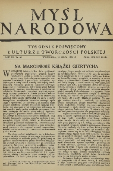 Myśl Narodowa : tygodnik poświęcony kulturze twórczości polskiej. R. 12, 1932, nr 30