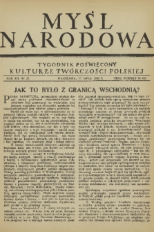 Myśl Narodowa : tygodnik poświęcony kulturze twórczości polskiej. R. 12, 1932, nr 31