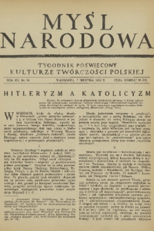 Myśl Narodowa : tygodnik poświęcony kulturze twórczości polskiej. R. 12, 1932, nr 34