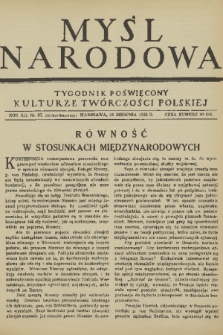 Myśl Narodowa : tygodnik poświęcony kulturze twórczości polskiej. R. 12, 1932, nr 37