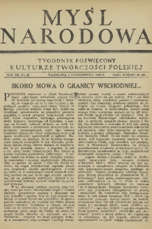 Myśl Narodowa : tygodnik poświęcony kulturze twórczości polskiej. R. 12, 1932, nr 43