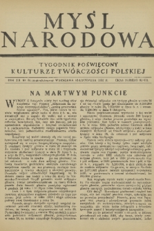 Myśl Narodowa : tygodnik poświęcony kulturze twórczości polskiej. R. 12, 1932, nr 50