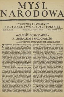 Myśl Narodowa : tygodnik poświęcony kulturze twórczości polskiej. R. 12, 1932, nr 53