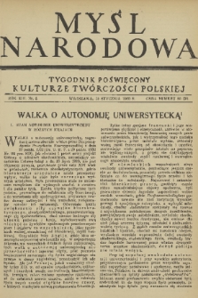 Myśl Narodowa : tygodnik poświęcony kulturze twórczości polskiej. R. 13, 1933, nr 4