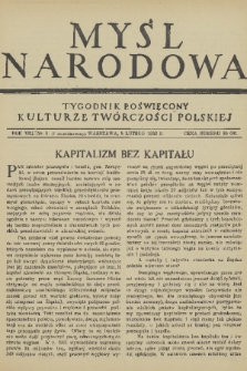 Myśl Narodowa : tygodnik poświęcony kulturze twórczości polskiej. R. 13, 1933, nr 8